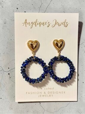 Lapis Beaded Hoop Earrings